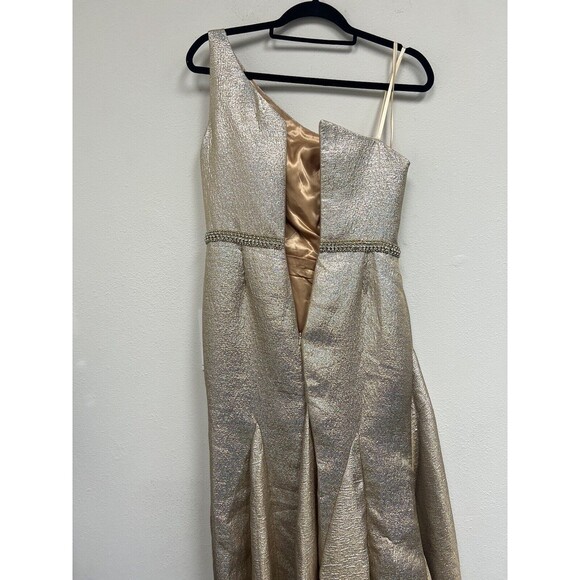 Mac Duggal One Shoulder Metallic Ruffled Evening Gown Dress Size 6 $598 - Picture 13 of 16